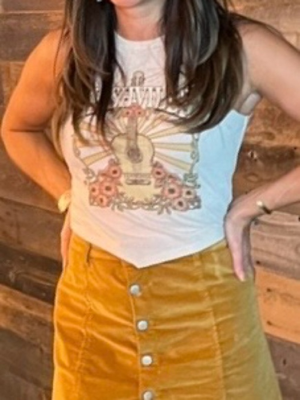 🩷 Altar'd State Cream Nashville Graphic Tank Size Medium